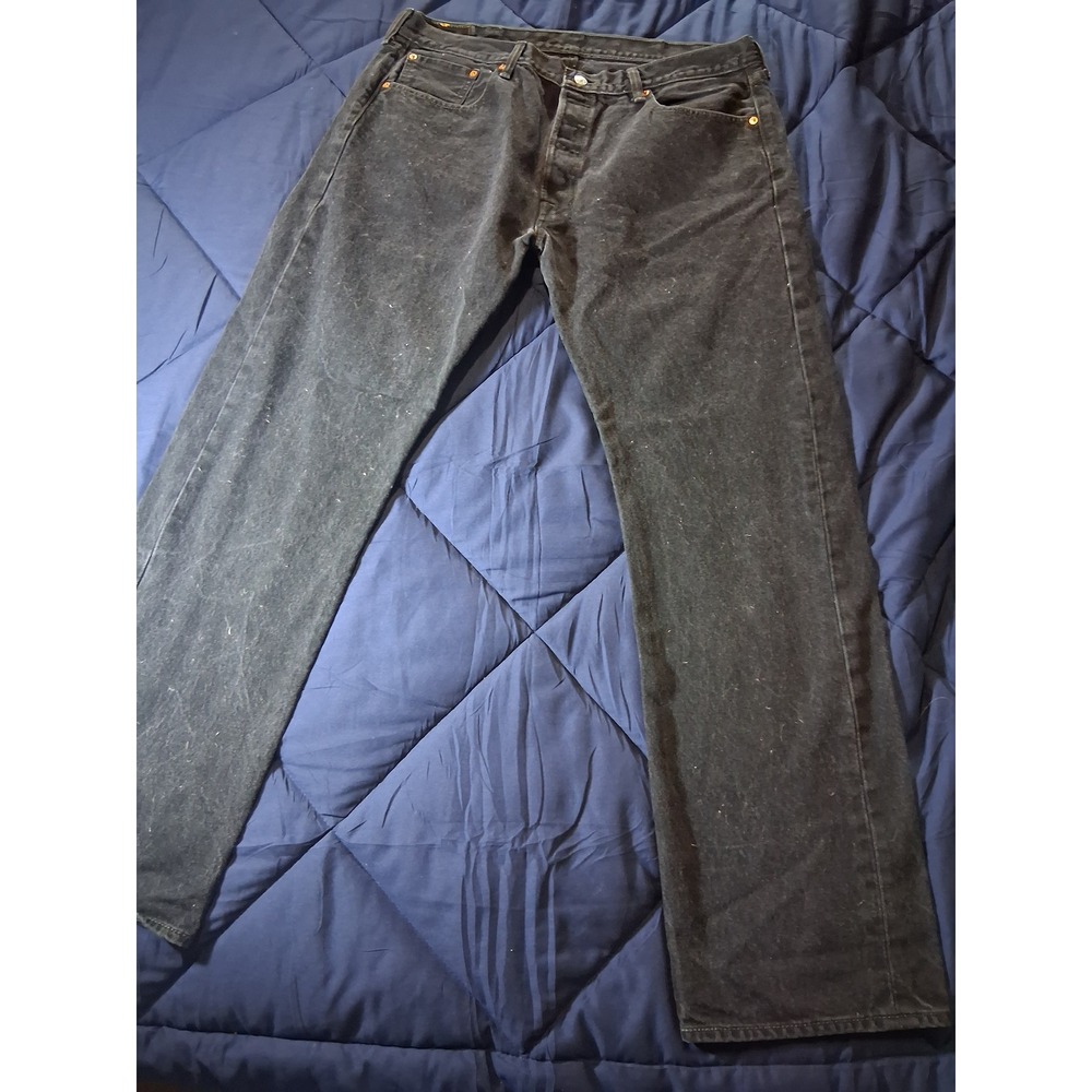 Levis 501 Original Fit Mens Black Denim Jeans Button Fly 38x32 00501-0660